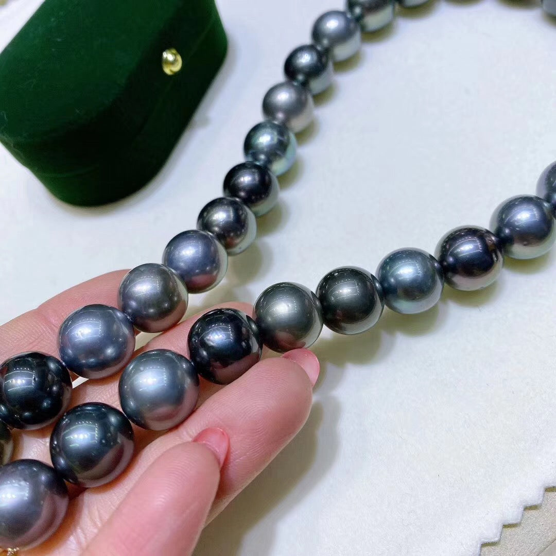 AAAAA Luxury Natural Multicolor Tahitian Pearl Necklace – 12–15mm