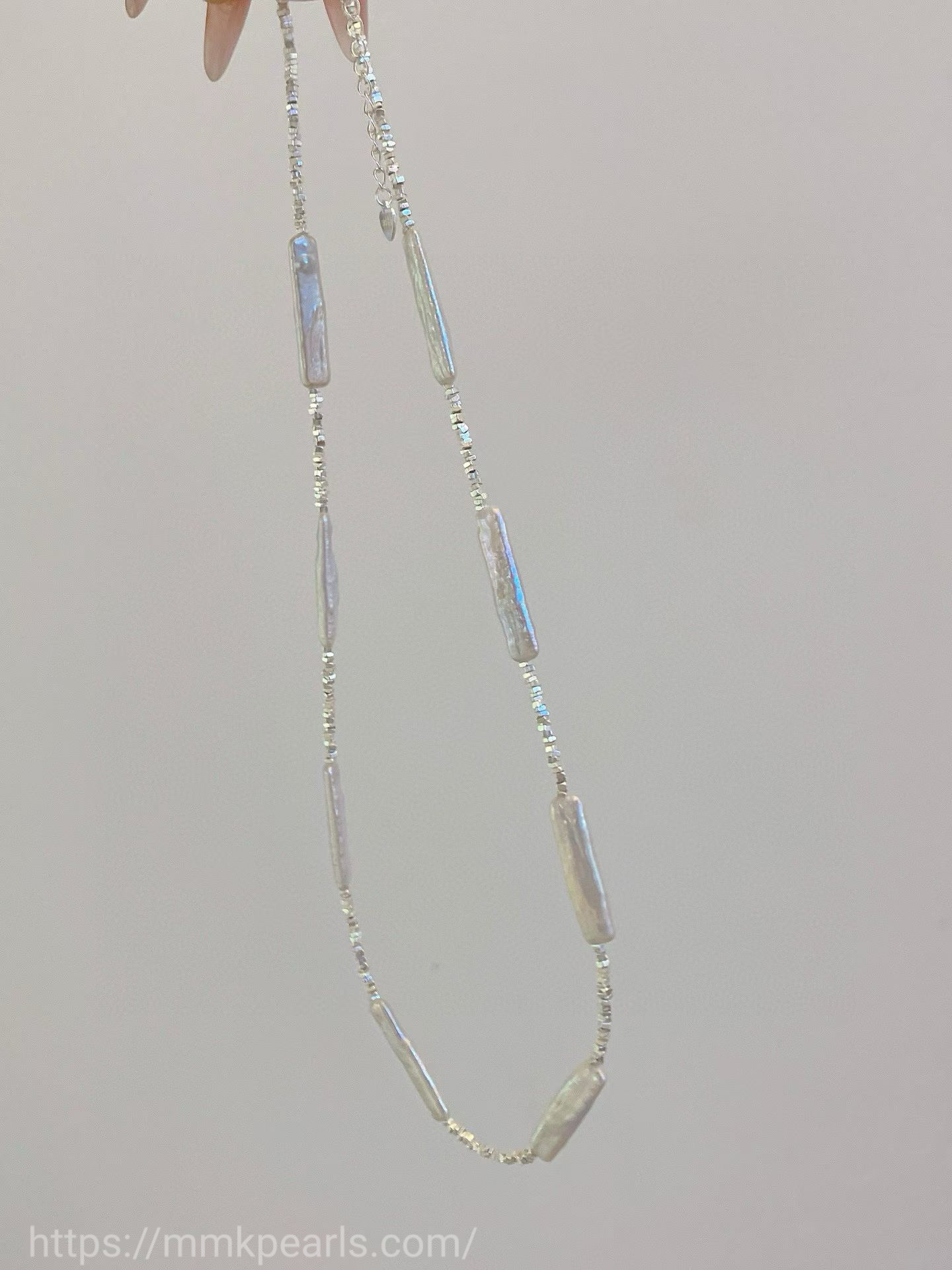 Long-Form Baroque Pearl Necklace – Artisan Silver Design | Sterling Silver (48cm + 5cm Extension)