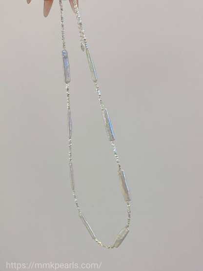 Long-Form Baroque Pearl Necklace – Artisan Silver Design | Sterling Silver (48cm + 5cm Extension)