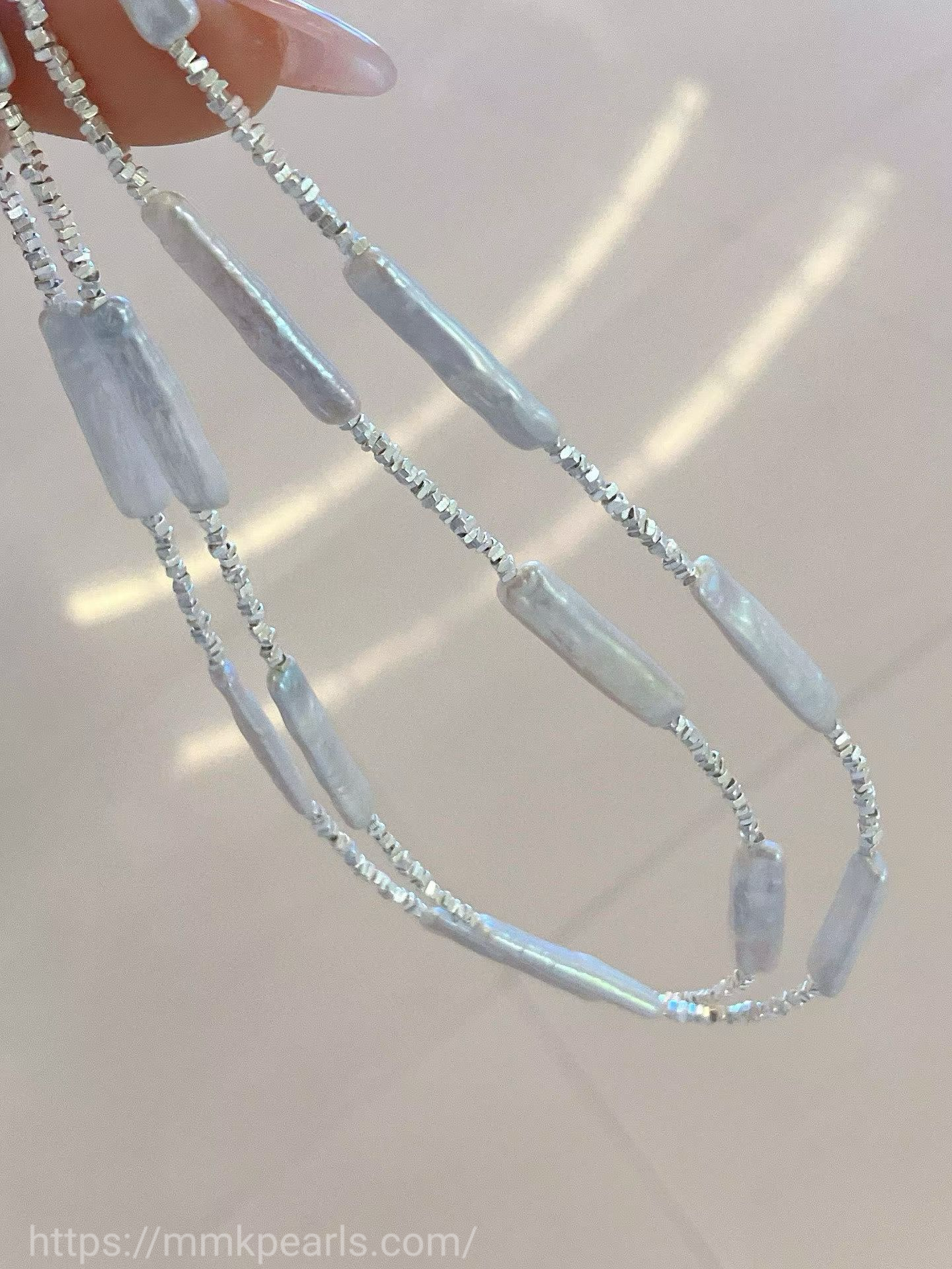 Long-Form Baroque Pearl Necklace – Artisan Silver Design | Sterling Silver (48cm + 5cm Extension)