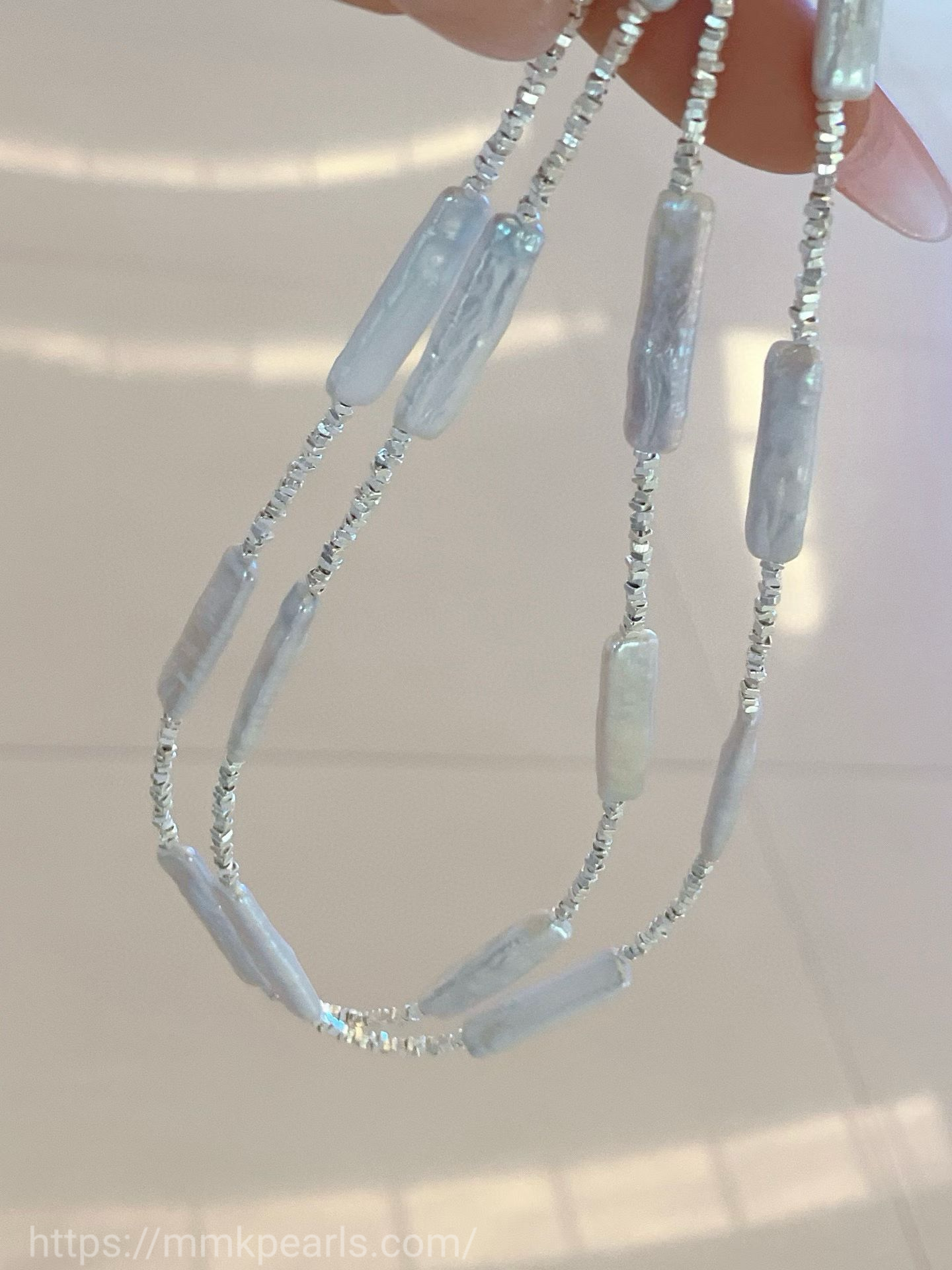 Long-Form Baroque Pearl Necklace – Artisan Silver Design | Sterling Silver (48cm + 5cm Extension)