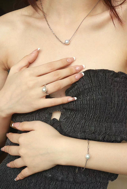 S925 Sterling Silver Pearl Ring | 10–11mm Genuine Freshwater Pearl | Adjustable Band | Classic Minimalist Jewelry