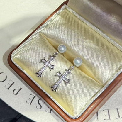 Cross Star Jewelry Set | Stud Earrings, Necklace & Ring | 5–6mm Pearls | Hypoallergenic Gift Set for Women