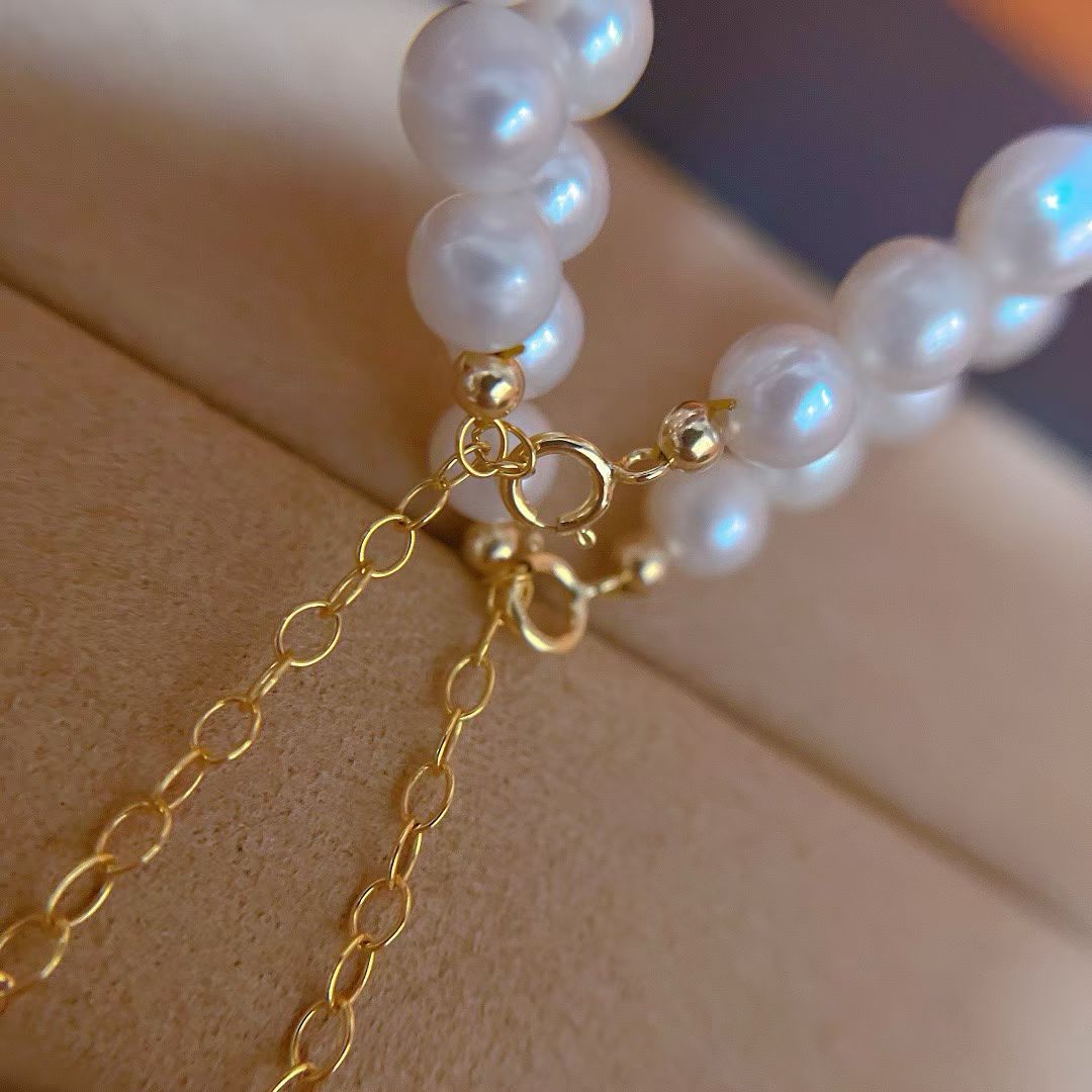 Classic Pearl Bracelet | 6–7mm Natural Freshwater Pearls | 14K Gold-Filled Clasp | Minimalist & Versatile Everyday Jewelry for Women