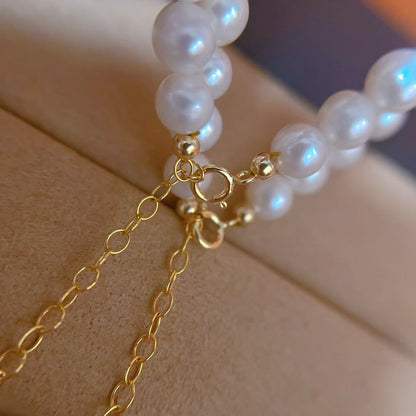 Classic Pearl Bracelet | 6–7mm Natural Freshwater Pearls | 14K Gold-Filled Clasp | Minimalist & Versatile Everyday Jewelry for Women