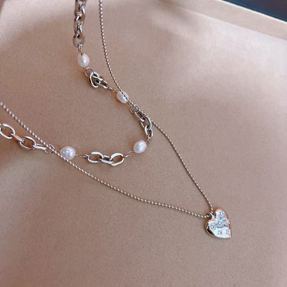 Set of 2 Vintage Style Pearl Necklaces | 7–8mm Natural Baroque Pearls | Stainless Steel