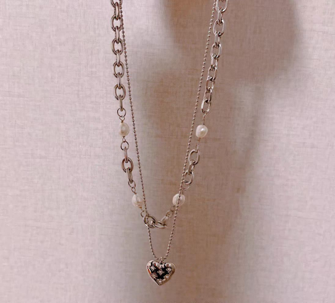 Set of 2 Vintage Style Pearl Necklaces | 7–8mm Natural Baroque Pearls | Stainless Steel