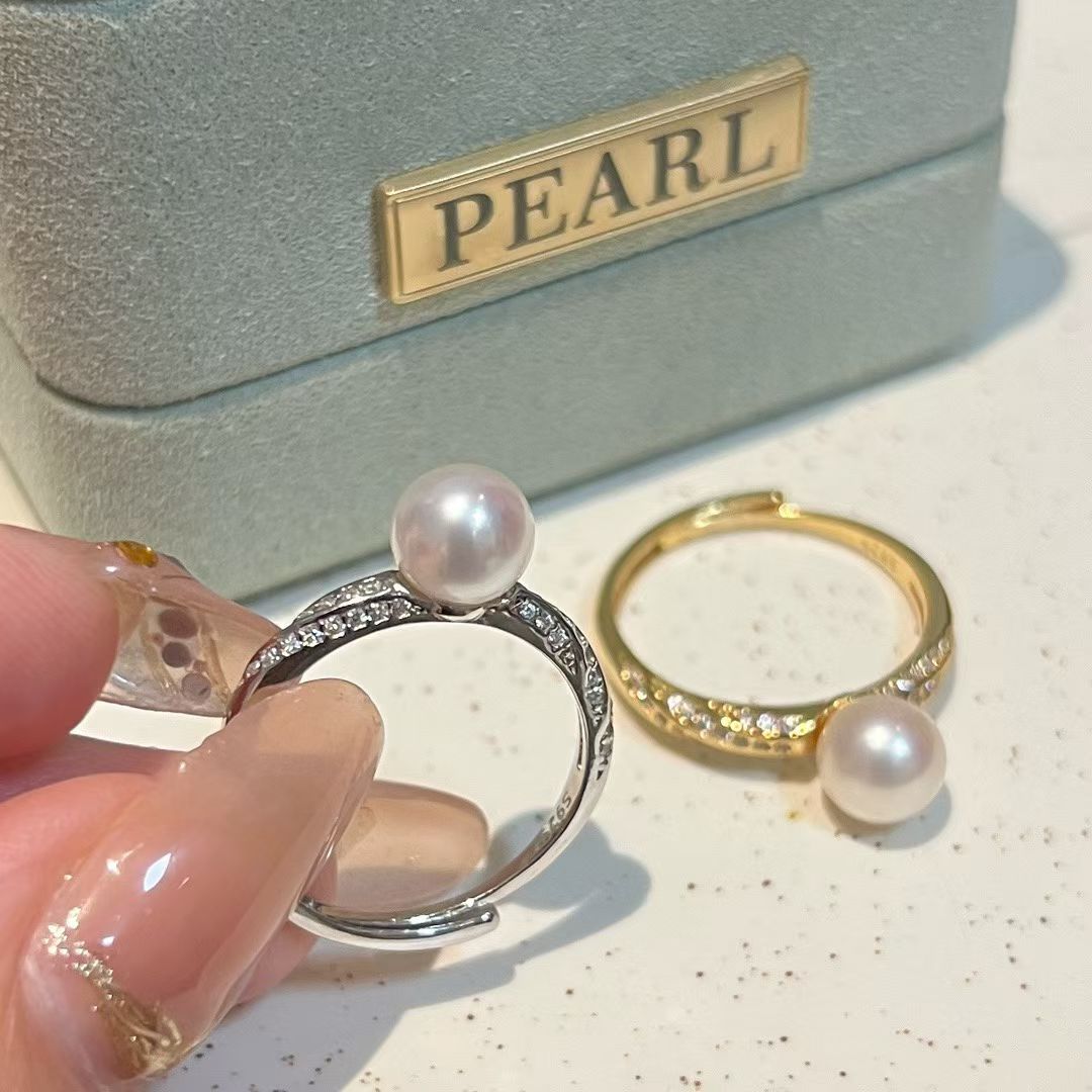 Sterling Silver Twisted Band Ring | 7–8mm Freshwater Pearl | High Luster Natural Pearl