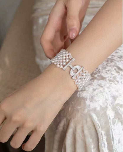 Handwoven Pearl Bracelet (Upgraded Version) | 3–4mm Genuine Freshwater Pearls | 14K White Gold Filled | Easy Buckle | Free Custom Length