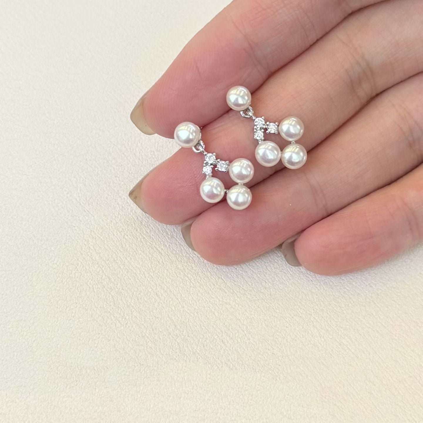 Baby Grape Inspired Pearl Stud Earrings | 4–5mm Genuine Freshwater Pearls | 14K White Gold Filled | Elegant Cluster Design