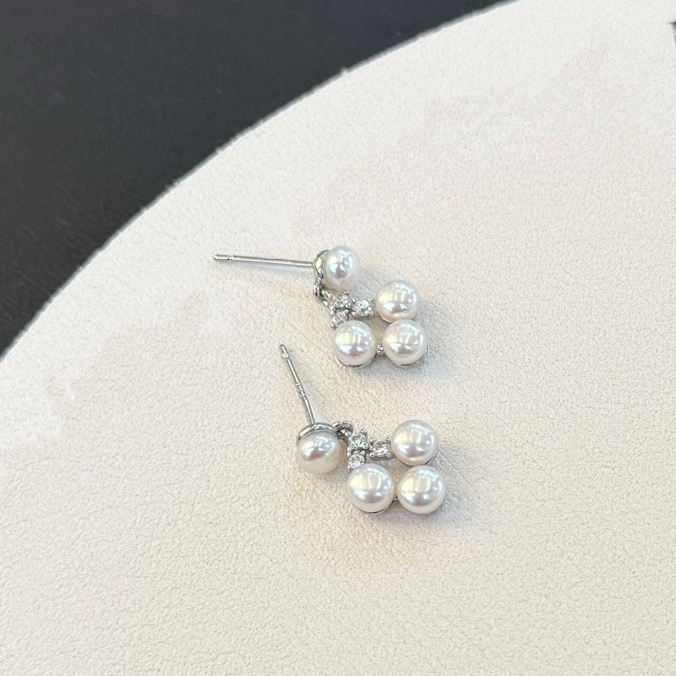 Baby Grape Inspired Pearl Stud Earrings | 4–5mm Genuine Freshwater Pearls | 14K White Gold Filled | Elegant Cluster Design