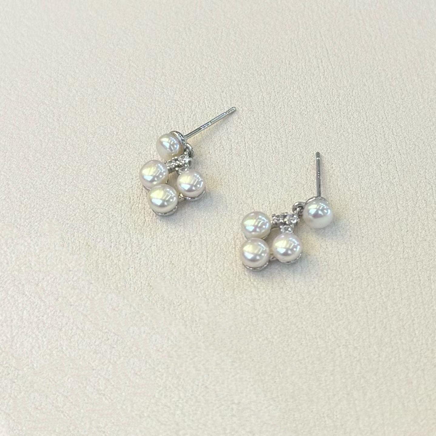 Baby Grape Inspired Pearl Stud Earrings | 4–5mm Genuine Freshwater Pearls | 14K White Gold Filled | Elegant Cluster Design