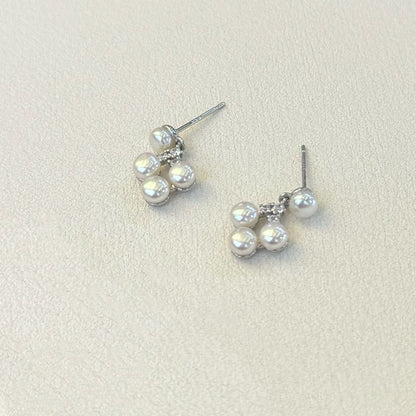 Baby Grape Inspired Pearl Stud Earrings | 4–5mm Genuine Freshwater Pearls | 14K White Gold Filled | Elegant Cluster Design