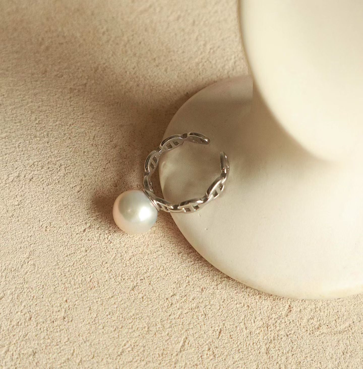 S925 Sterling Silver Pearl Ring | 10–11mm Genuine Freshwater Pearl | Adjustable Band | Classic Minimalist Jewelry