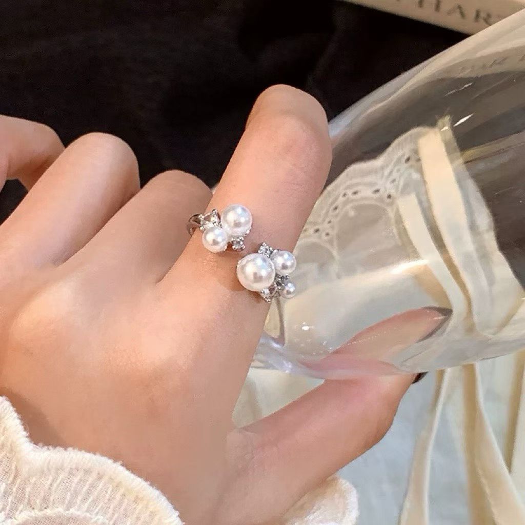 Open Top Pearl Ring | 14K White Gold Filled | 3–7mm Pearls | Adjustable Band