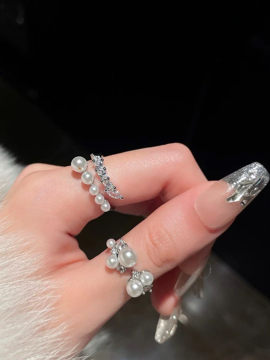 Open Top Pearl Ring | 14K White Gold Filled | 3–7mm Pearls | Adjustable Band