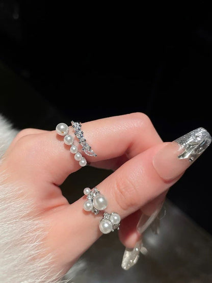 Open Top Pearl Ring | 14K White Gold Filled | 3–7mm Pearls | Adjustable Band