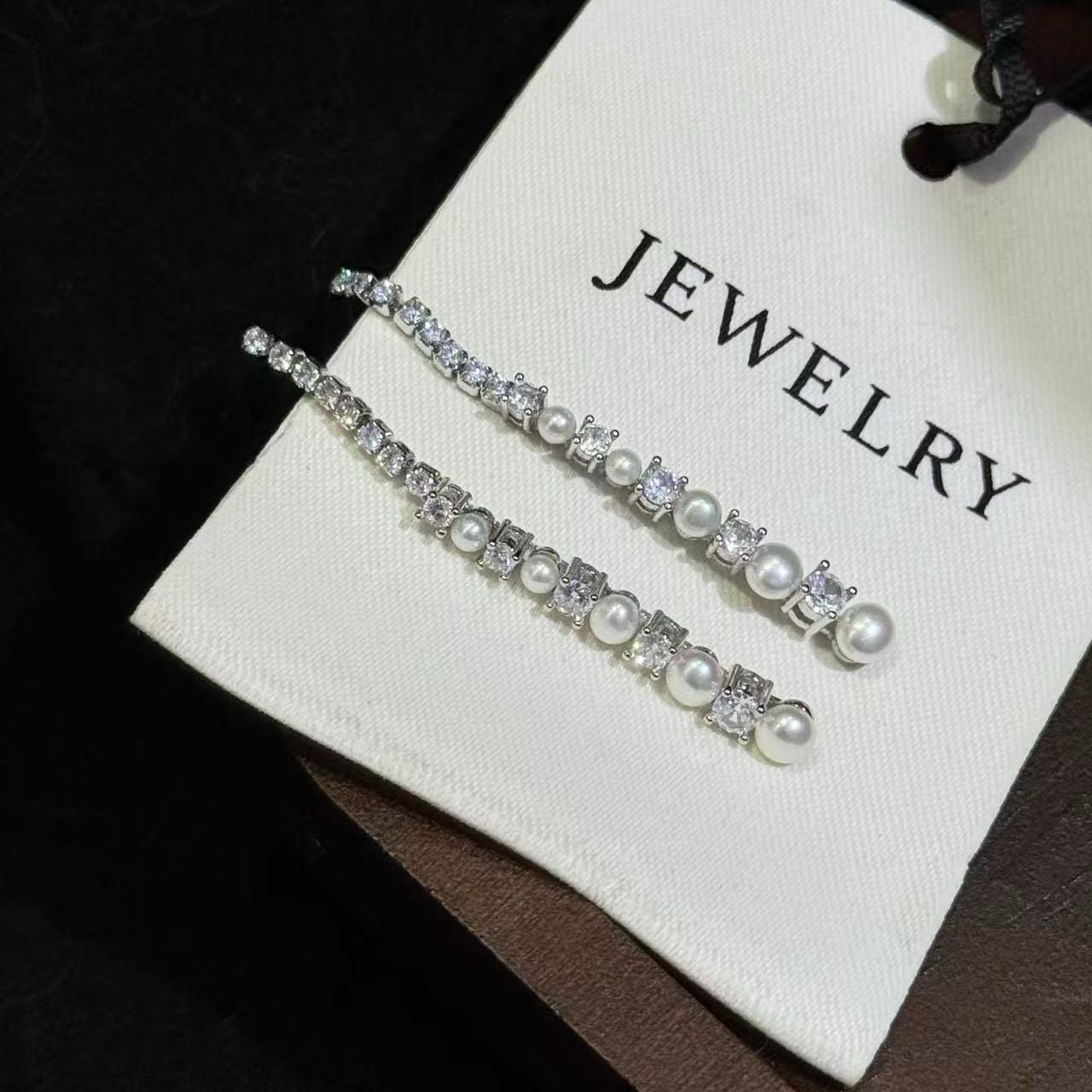 Sparkling Pearl Long Dangle Earrings | Timeless Elegant Style | 5-Pearl Version
