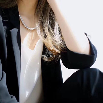 Japanese Akoya Gray Pearl Necklace | Single Strand | Pearls 8.0–8.5mm | 18K Gold