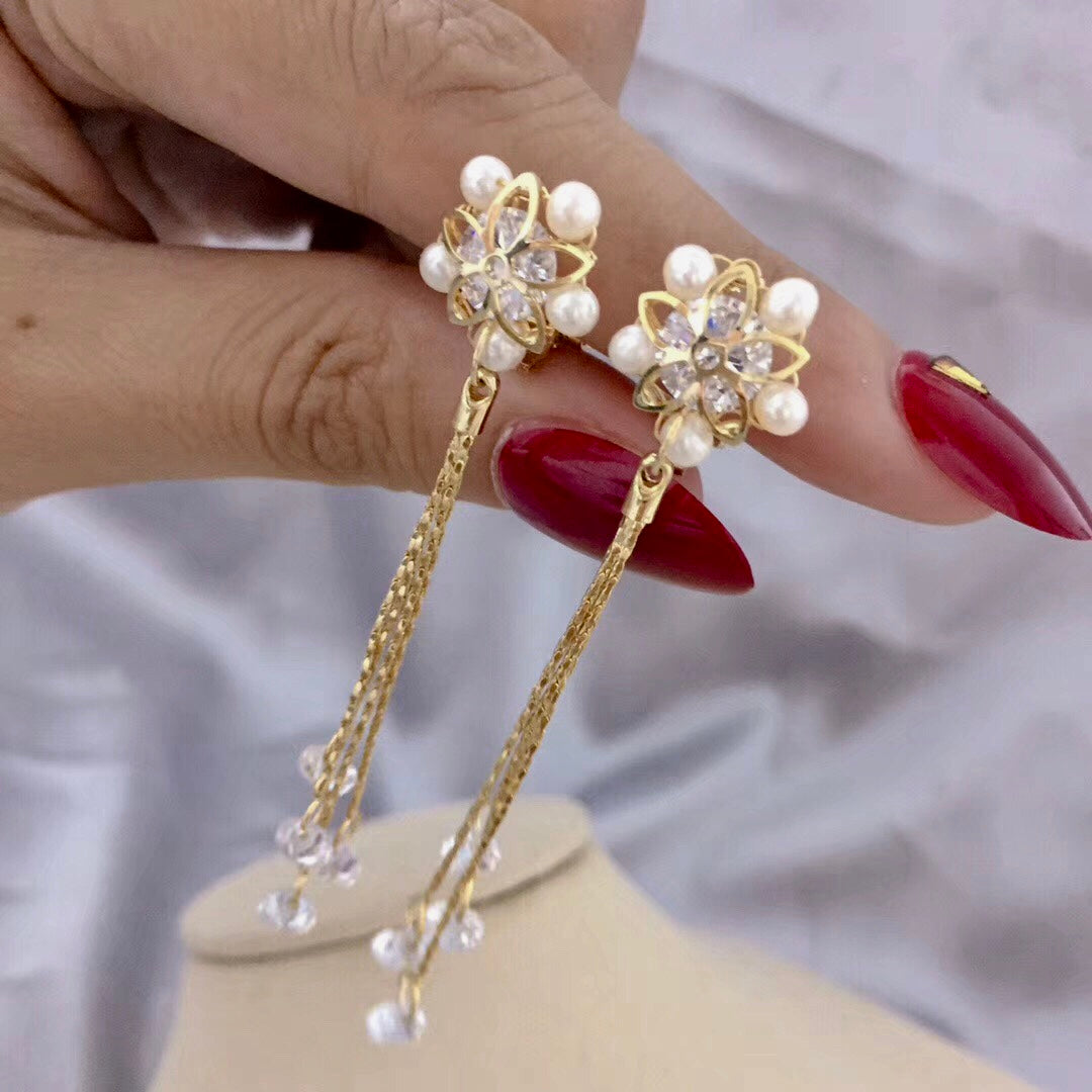 Non-Pierced Crystal Pearl Earrings – Clip-On