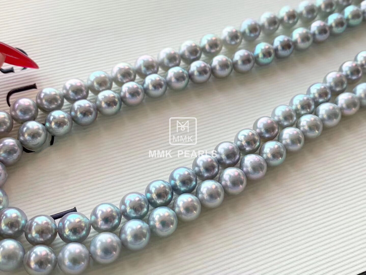 Japanese Akoya Gray Pearl Necklace | Single Strand | Pearls 8.0–8.5mm | 18K Gold