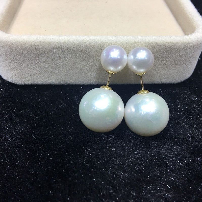 “Duet of Pearls” Double‑Sided Studs | 7 & 4mm Pearls | 18K Gold