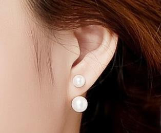 Double Pearl Studs Earrings | 18K Gold
