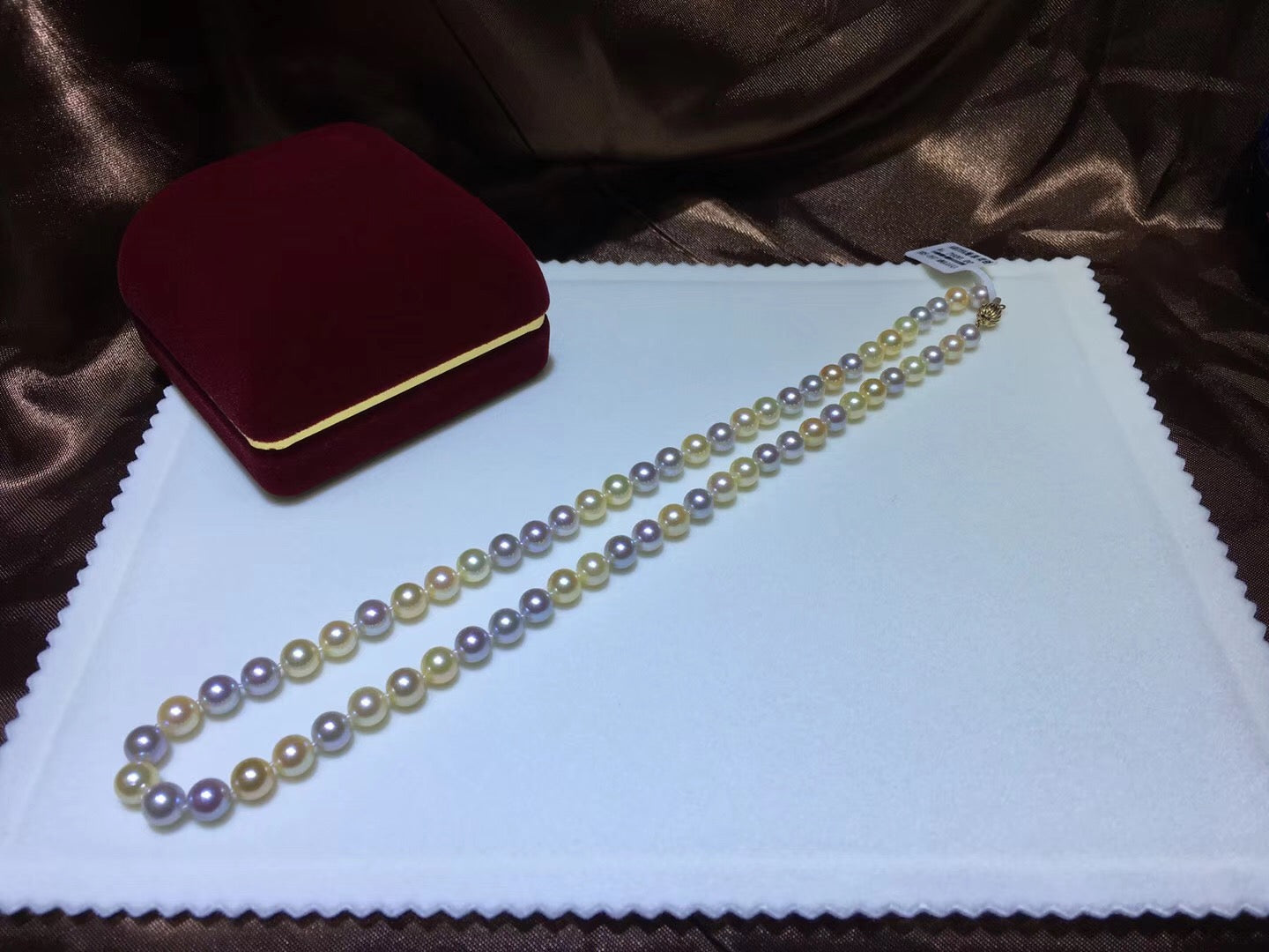 Multicolor Japanese Akoya Pearl Necklace – 6–7mm Single Strand