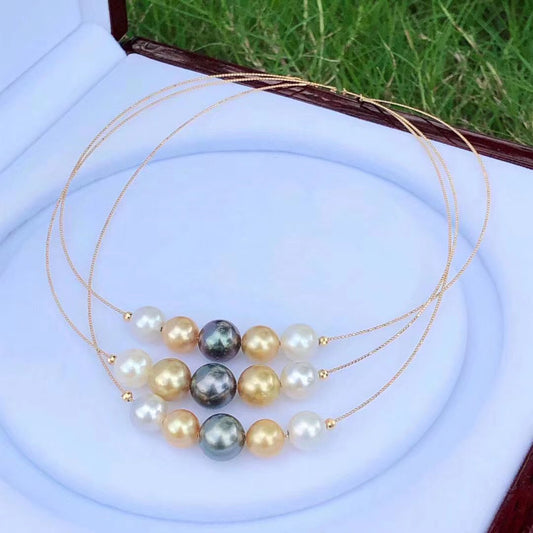 Minimalist 18K Gold Hoop Necklace with Saltwater Pearl