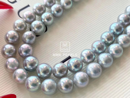 Japanese Akoya Gray Pearl Necklace | Single Strand | Pearls 8.0–8.5mm | 18K Gold