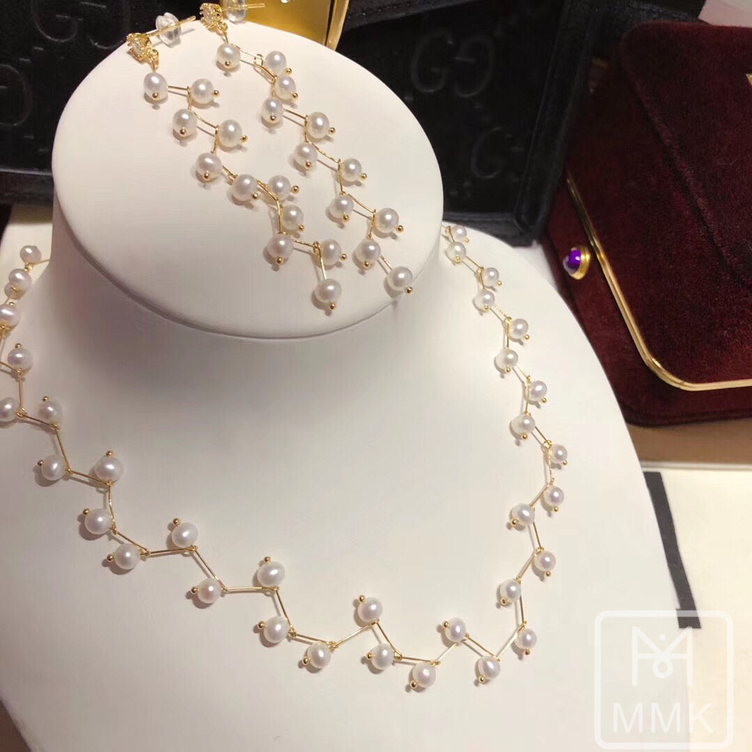 Tree Branch Inspired All Natural Necklace And Earring Set | 14K Gold Filled