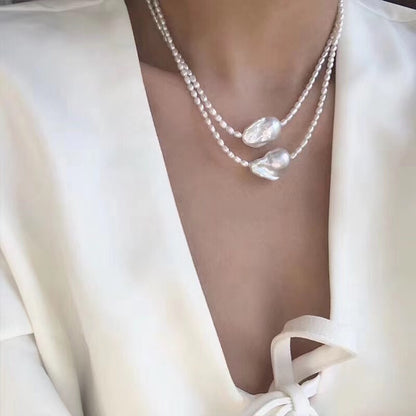 White Baroque Pearl Pendant Necklace| Giant Pearl 15-17mm