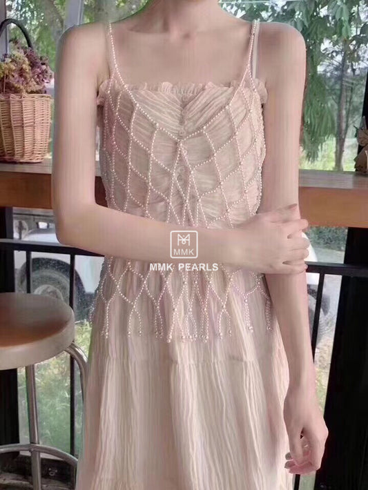 Hand-Embroidered Pearl Vest / Camisole / Tank Top – 100% Authentic Pearls
