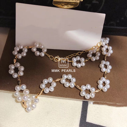 Plum Blossom White Pearl Earrings 14K Gold Filled