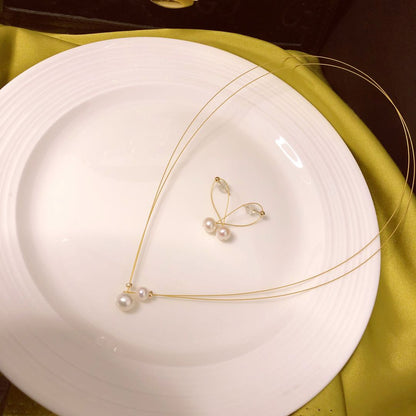 Luna Simplest Series Pearl Necklace & Earrings | 14K Gold Filled