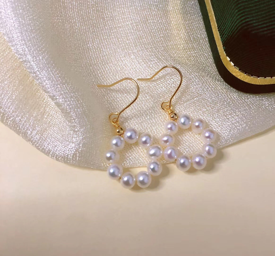 Minimalist Donut Hoop Pearl Earrings