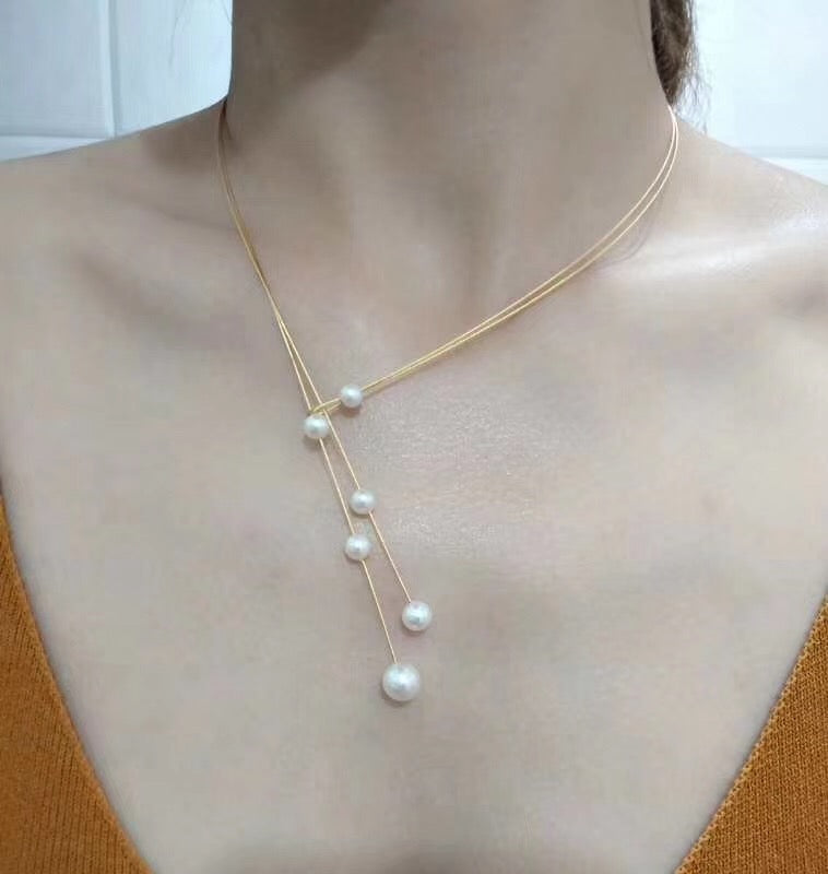 Luna Duo Pearl Set – 2-Pearl Necklace & Single Drop Earrings | 14K Gold Filled