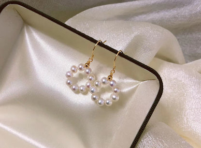 Minimalist Donut Hoop Pearl Earrings
