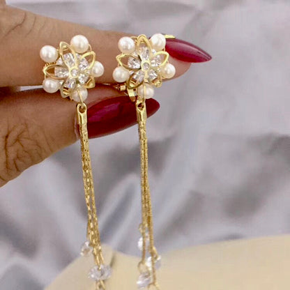 Non-Pierced Crystal Pearl Earrings – Clip-On