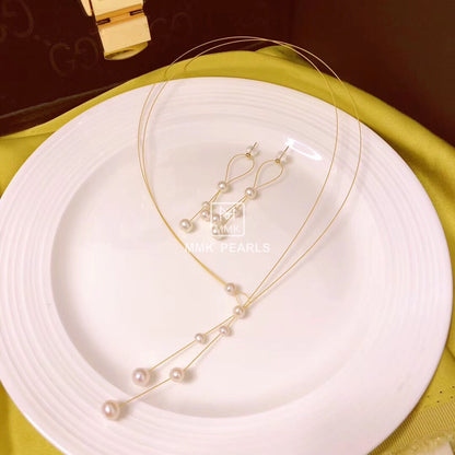 Luna Simplest Series Pearl Necklace & Earrings | 14K Gold Filled
