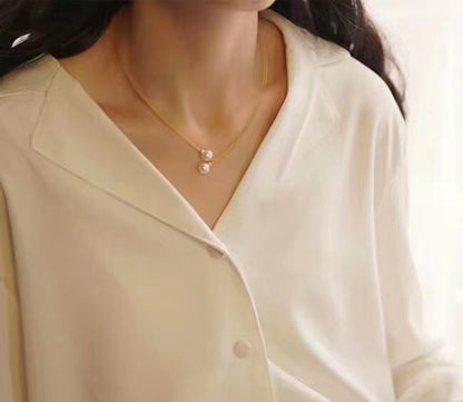 Luna Simplest Series Pearl Necklace & Earrings | 14K Gold Filled