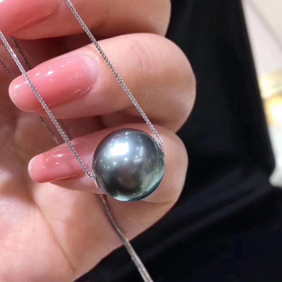 Tahitian Grey Pearl Necklace | 18K Gold | Pearl 10-11mm