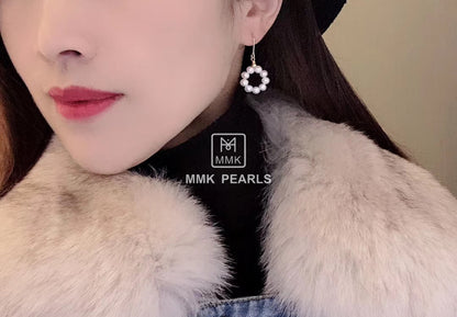 Minimalist Donut Hoop Pearl Earrings