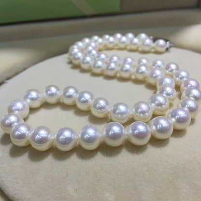 AAAAA Natural White Pearl (9-10mm) Collar 18" Necklace by MMK