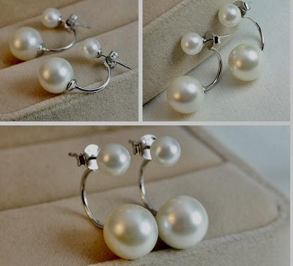 Double Pearl Studs Earrings | 18K Gold