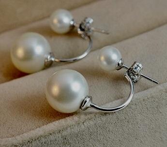 Double Pearl Studs Earrings | 18K Gold