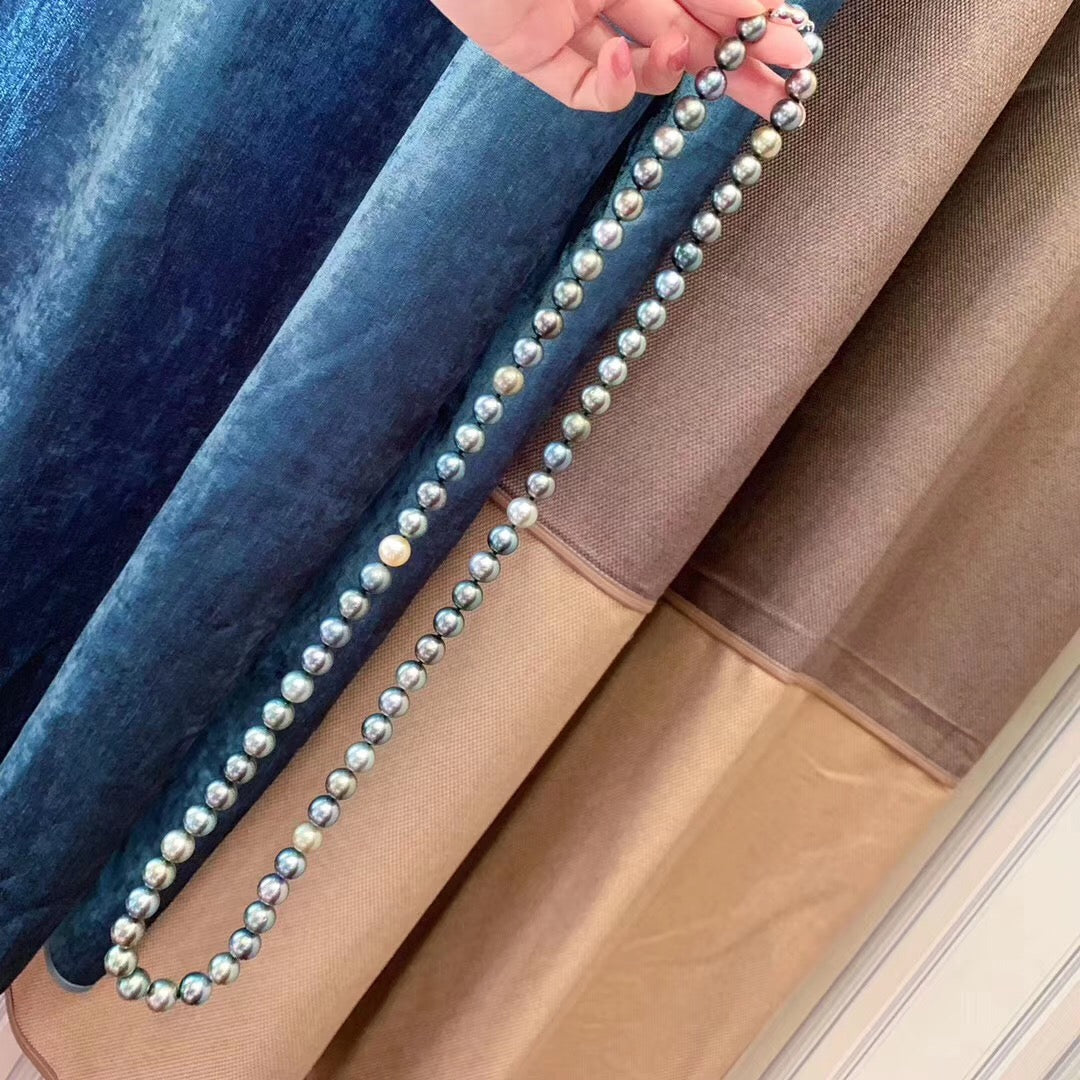 AAAAA 10–12mm Multicolor Tahitian Pearl Necklace – 18K Gold Clasp, Luxury Strand